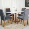 Mesa de Jantar Pedro Mel Vidro Off 120×80 4 Cadeiras Lisboa Veludo Cinza 507 Madeira Maciça Art Assento - Entregue Montada