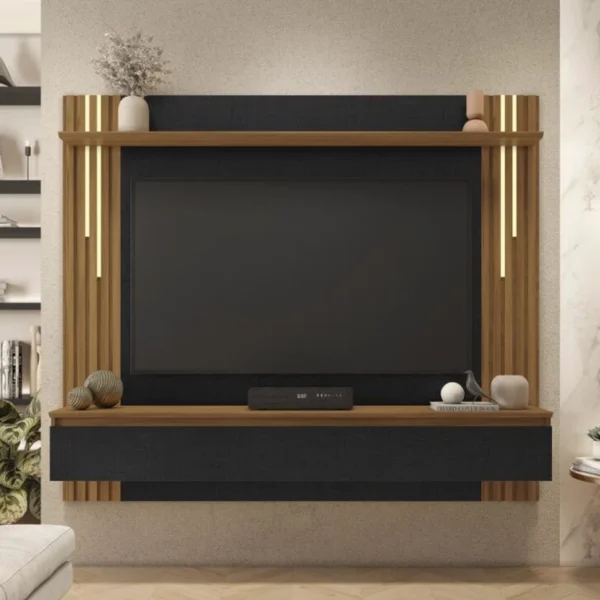 Painel NT 1345 Ripado TV até 65 Polegadas Larg. 1.80m Preto/Freijó Notável