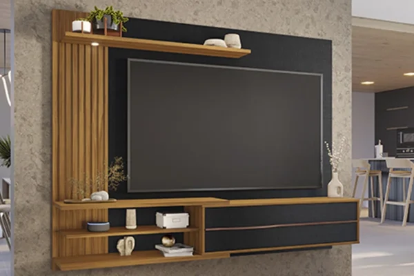 Painel NT 1355 Ripado TV até 65 Polegadas Larg. 1.82m Preto/Freijó Notável