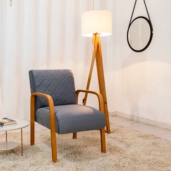 Poltrona Ayla Veludo Cinza 6012