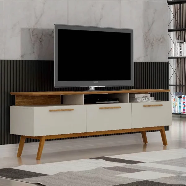 Rack Bancada São Paulo Larg.2.00m TV até 70 Polegadas Cinamomo/Off Valdemoveis
