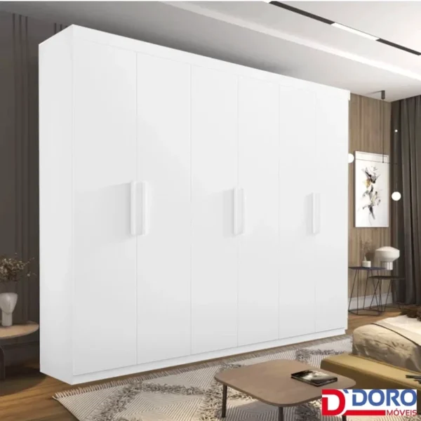Guarda-Roupa Casal Colibri 6 Portas 6 Gavetas Larg. 2.05m Branco D doro