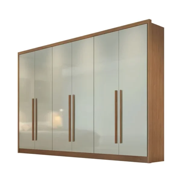 Guarda-Roupa Casal 6 Portas Robust Plus MDF Cumaru/Fendi Larg. 2.76m Novo Horizonte
