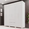 Guarda-Roupa Solteiro Estrela 6 Portas 2 Gavetas Branco Larg. 1.50m Sallêto Pés Grátis