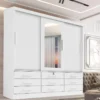 Guarda-Roupa Casal Meridian Plus 3 Portas 9 Gavetas Branco Larg. 2.00m D Doro