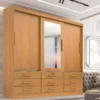 Guarda-Roupa Casal Meridian Plus 3 Portas 9 Gavetas Cinamomo Larg. 2.00m D Doro