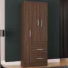 Guarda-Roupa Solteiro Milão 3 Portas 2 Gavetas Chocolate Larg. 0.68m Poquema