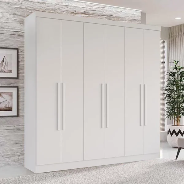 Guarda-Roupa Casal Recife 6 Portas 2 Gavetas Larg. 1.80m Branco Sallêto