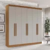 Guarda-Roupa Casal Recife 6 Portas 2 Gavetas Larg. 1.80m Cinamomo/Off Sallêto