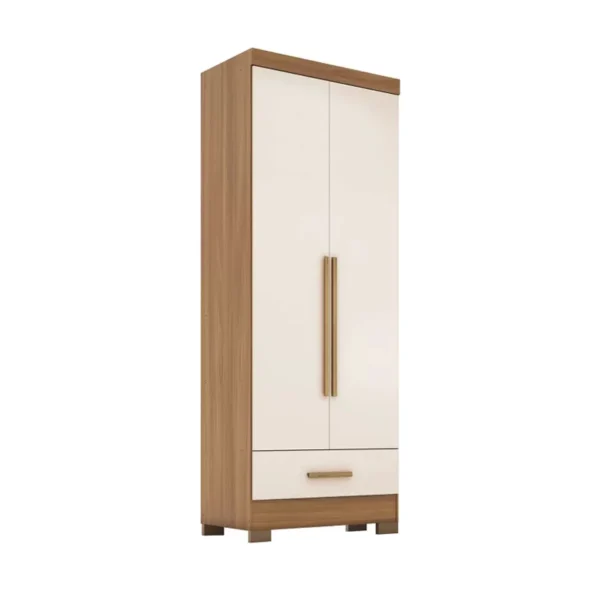 Guarda-Roupa Solteiro Solteiro Smart Plus 2 Portas 1 Gaveta Larg. 0.85m (GR2123) Cinamomo/Off Com Pés Rodial Móveis