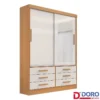 Guarda-Roupa Solteiro Meridian Plus 2 Portas 6 Gavetas Cinamomo/Off White Larg. 1.35m D Doro