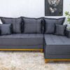 Sofá 3 Lug. Com Chaise Lado Esquerdo Milão Larg. 2.30m Veludo Cinza 814 - Molas Ensacadas