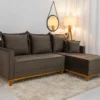 Sofá 3 Lug. Com Chaise Lado Esquerdo Milão Larg. 2.30m Veludo Marrom 815 - Molas Ensacadas