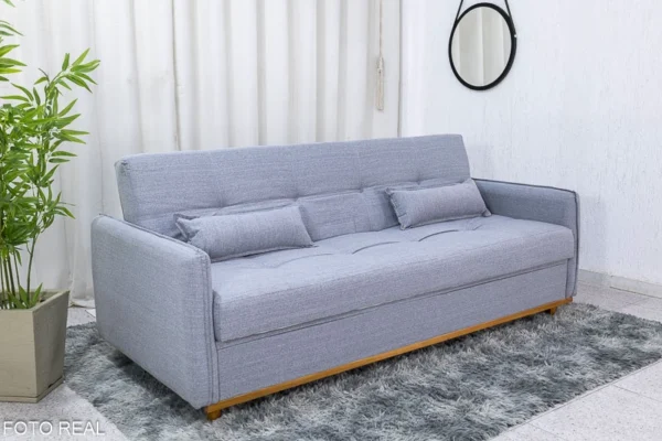 Sofá Cama Ipanema Baú larg. 2.05m Linho Bege 2274