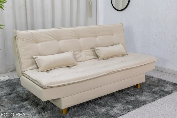Sofá Cama Premium Larg. 1.80m Linho Bege 2305