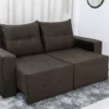 Sofá Retrátil 3 Lugares Havaí Larg. 1.80m Veludinho Marrom 11