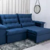 Sofá Retrátil Reclinável 2.00m Emanuelly Veludo Azul 03 D28 Soft