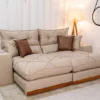 Sofá Retrátil Reclinável 2.30m Gran Bello Linho Bege - D33 e Molas Ensacadas