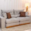 Sofá Retrátil Reclinável Gran Bello Linho Bege Larg. 2.50m - D33 e Molas Ensacadas