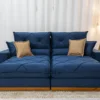 Sofá Retrátil Reclinável 2.50m Gran Bello Veludo Azul - D33 e Molas Ensacadas