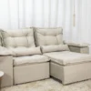 Sofá Retrátil Reclinável 3 Lug. Grécia 2.00m Veludo Bege - Sem caixa