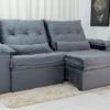 Sofá Retrátil Reclinável Califórnia 2.50m Veludo 526 Cinza - D28 Hiper soft