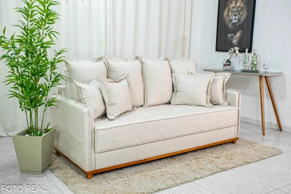 Sofá 3 lugares Vican Larg. 2.00m Linho Bege 5044  Detalhe  05 - Molas Bonnel