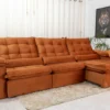 Sofá Retrátil Reclinável 3.20m Emanuelly Veludo Terracota 24 - D28 Soft