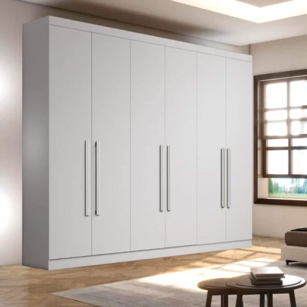 Guarda-Roupa Casal 6 Portas Larg. 2.70m Genova Branco Bianchi