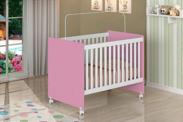 Berço Mini Cama Catatau New 70 Rosa/Branco
