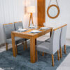 Mesa de Jantar Athenas 120x80 Amêndoa Lopas + 4 Cadeiras Gabi Linho Cinza A Bom Lar - Entregue Montada