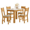 Mesa de Jantar Bellagio 108x68 Freijó Tampo Off + 4 Cadeiras Milano Korino Bege ( Freijó UV/Savana ) - Poliman
