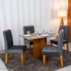 Mesa de Jantar Salina 120x80 Tampo Londres Cinamomo Cel Móveis + 4 Cadeiras Londres Veludo Chumbo Minas Plac - Entregue Montada