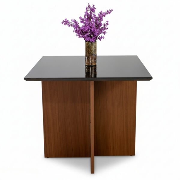 Base Mesa de Jantar Helo 90x90 Vidro Preto Base Mel - Poliman