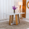 Base Mesa de Jantar Sintonia 120x80 Vidro Off Base Amêndoa/Off - Lopas