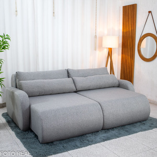 Sofá Retrátil Bellagio 2,25m Linho Cinza A59